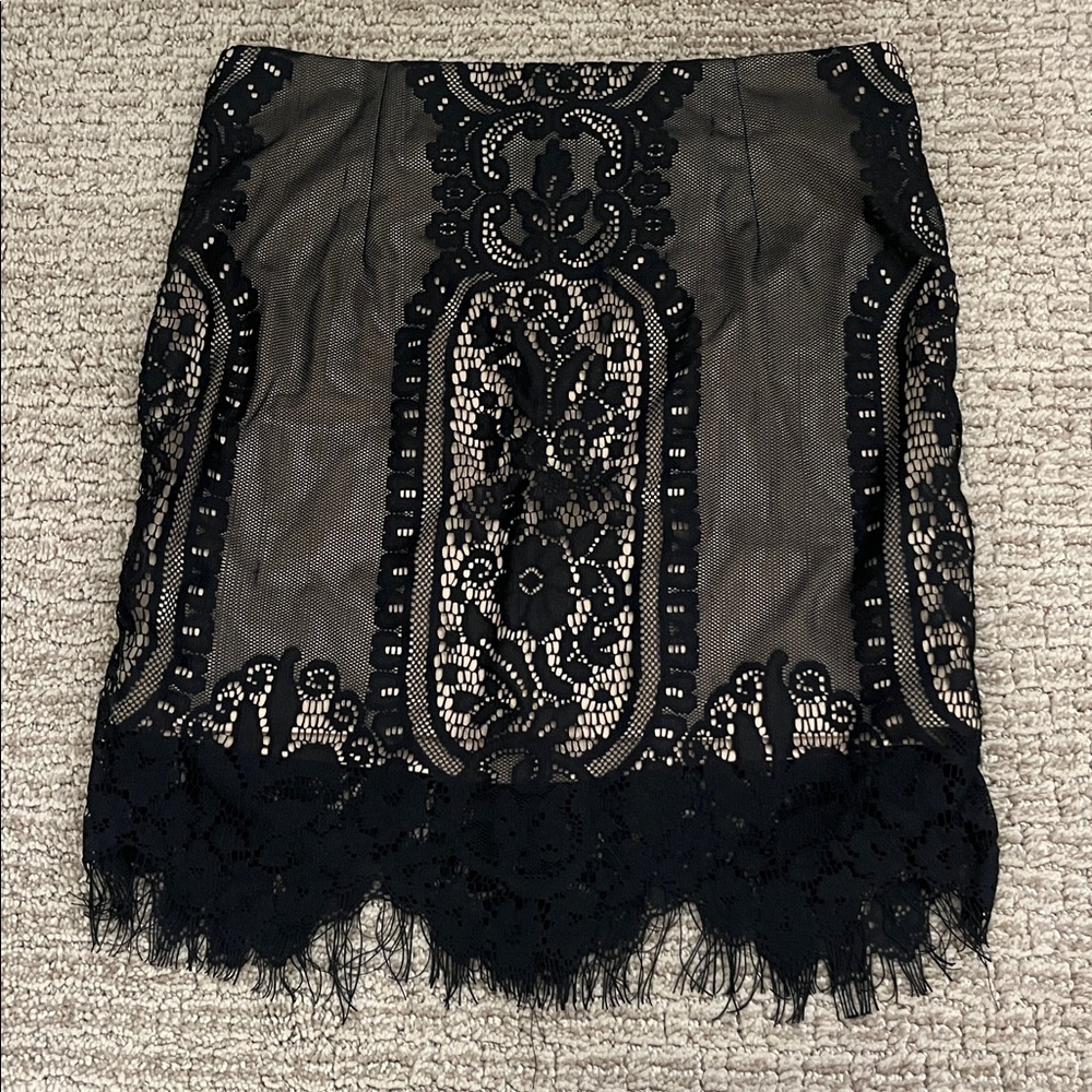 Black and Tan Lace Skirt
